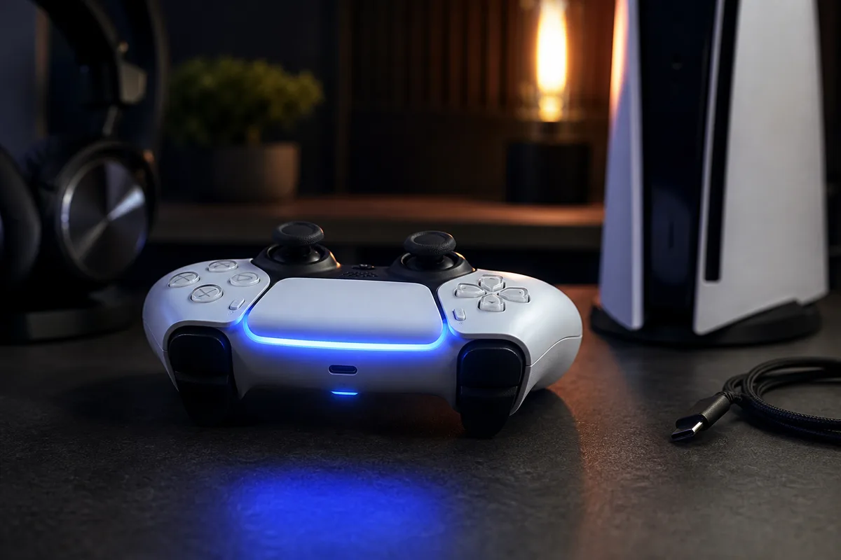 Ma manette PS5 clignote bleu : significations et solutions